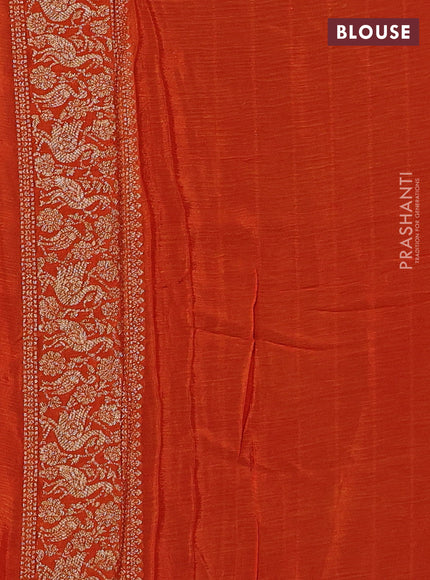 Banarasi semi chiffon saree purple and orange with allover thread & zari woven buttas and woven border