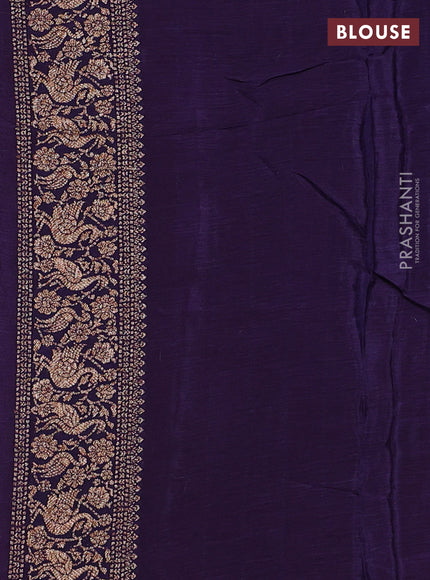 Banarasi semi chiffon saree red and navy blue with allover thread & zari woven buttas and woven border