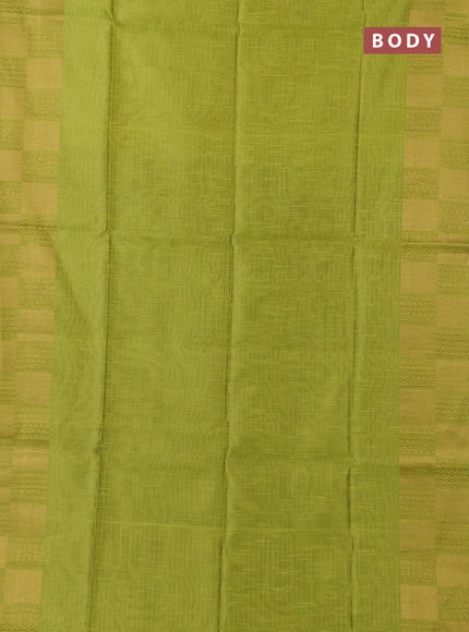 Semi dupion saree lime green and black with allover zari weaves and zari woven border