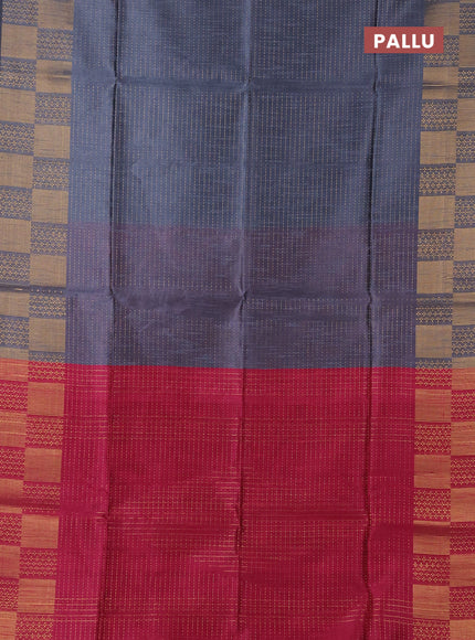 Semi dupion saree grey and pink with allover zari weaves and zari woven border