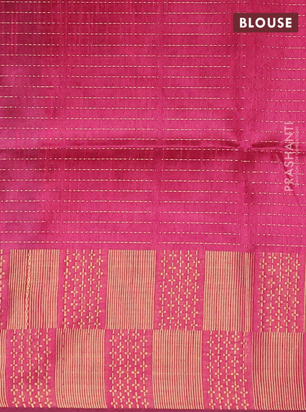 Semi dupion saree grey and pink with allover zari weaves and zari woven border