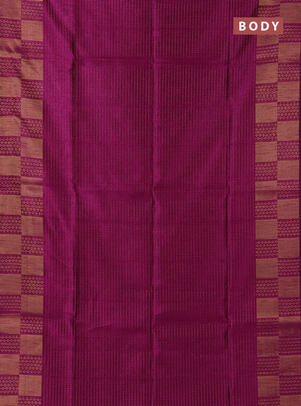 Semi dupion saree magenta pink and rustic orange with allover zari weaves and zari woven border