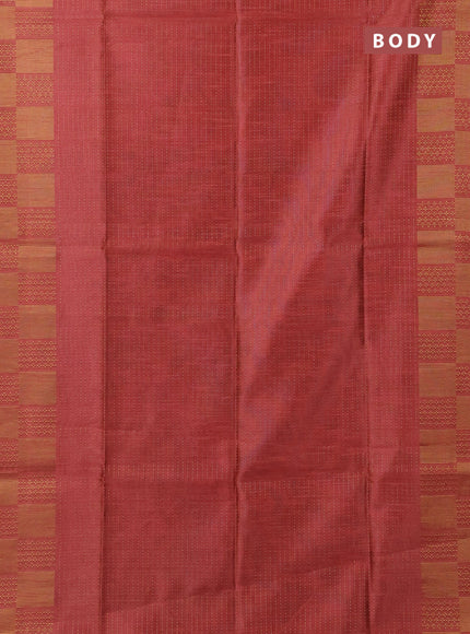 Semi dupion saree peach pink and blue with allover zari weaves and zari woven border