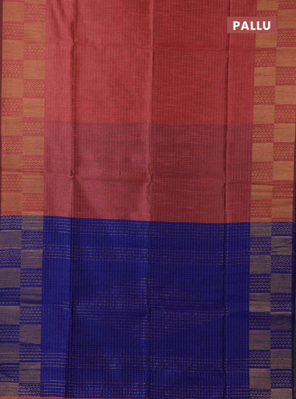 Semi dupion saree peach pink and blue with allover zari weaves and zari woven border