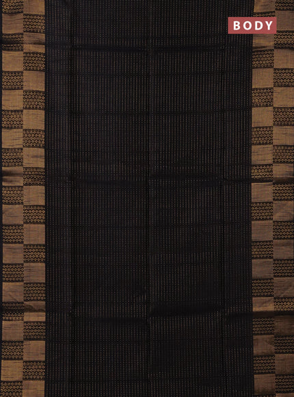 Semi dupion saree black and maroon with allover zari weaves and zari woven border