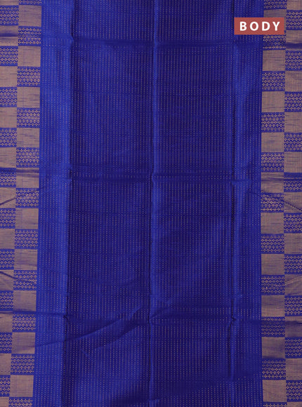 Semi dupion saree blue and pink with allover zari weaves and zari woven border