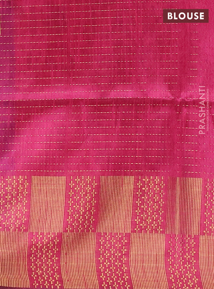Semi dupion saree blue and pink with allover zari weaves and zari woven border