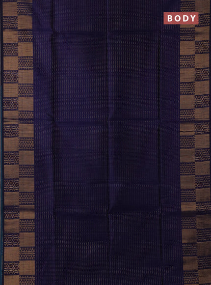 Semi dupion saree navy blue and teal green with allover zari weaves and zari woven border