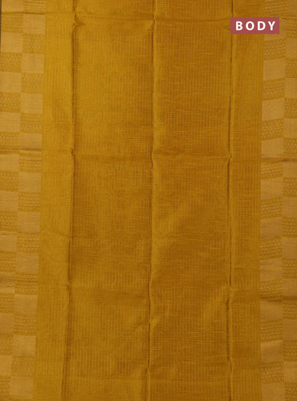 Semi dupion saree mustard yellow and pink with allover zari weaves and zari woven border