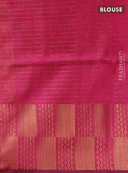 Semi dupion saree mustard yellow and pink with allover zari weaves and zari woven border