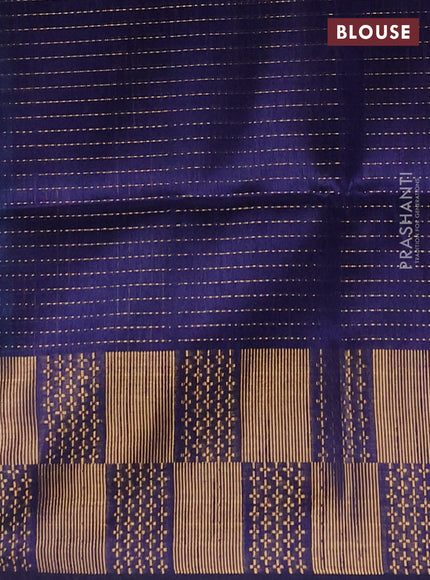 Semi dupion saree peacock blue and navy blue with allover zari weaves and zari woven border