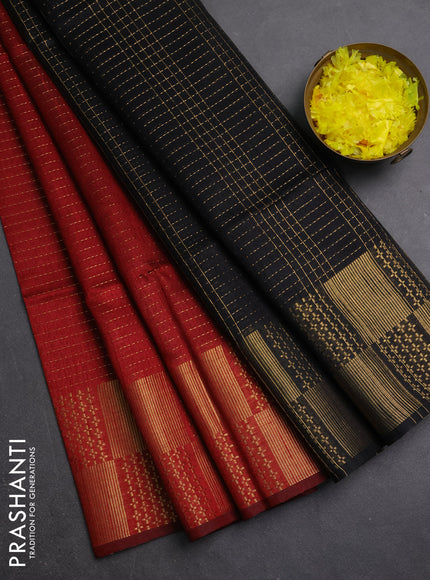 Semi dupion saree maroon and black with allover zari weaves and zari woven border