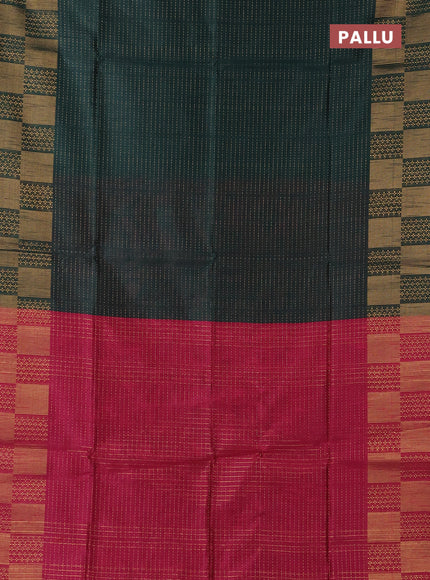 Semi dupion saree green and pink with allover zari weaves and zari woven border
