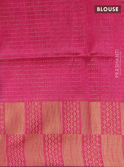 Semi dupion saree green and pink with allover zari weaves and zari woven border
