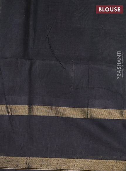 Semi dupion saree light green and black with allover zari weaves and rettapet zari woven border