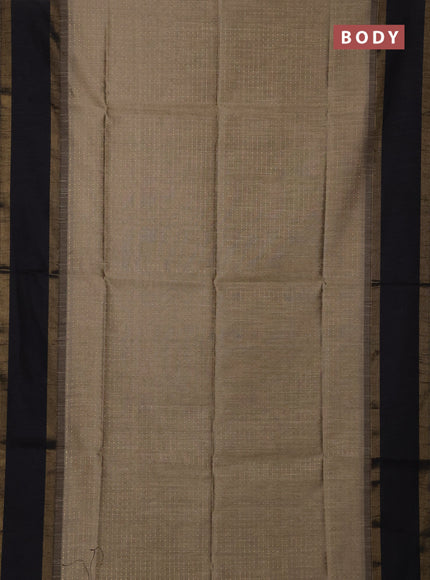 Semi dupion saree dark beige and black with allover zari weaves and rettapet zari woven border