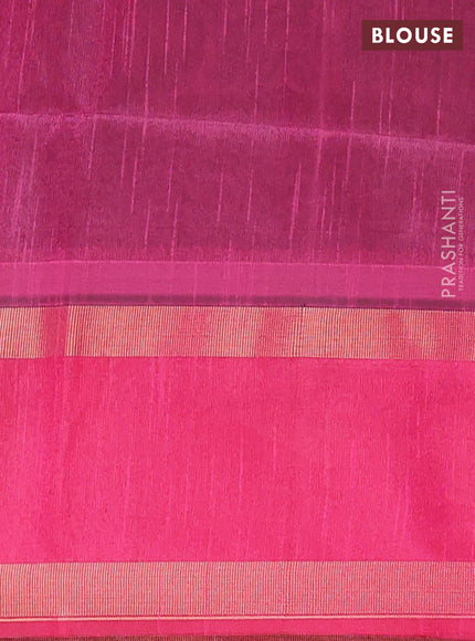Semi dupion saree navy blue and pink with allover zari weaves and rettapet zari woven border