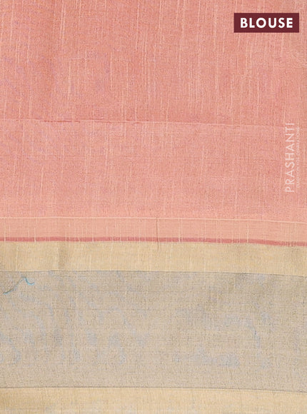 Semi dupion saree red and dark beige with allover zari weaves and rettapet zari woven border