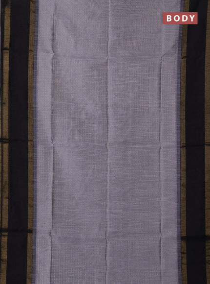 Semi dupion saree grey and black with allover zari weaves and rettapet zari woven border