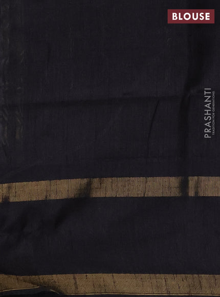 Semi dupion saree grey and black with allover zari weaves and rettapet zari woven border