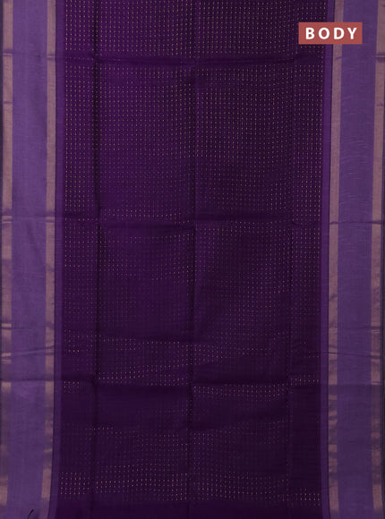 Semi dupion saree violet and lavender with allover zari weaves and rettapet zari woven border