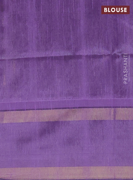 Semi dupion saree violet and lavender with allover zari weaves and rettapet zari woven border
