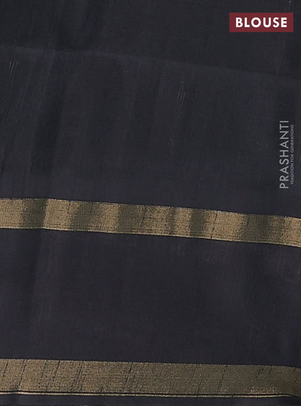 Semi dupion saree peacock blue and black with allover zari weaves and rettapet zari woven border