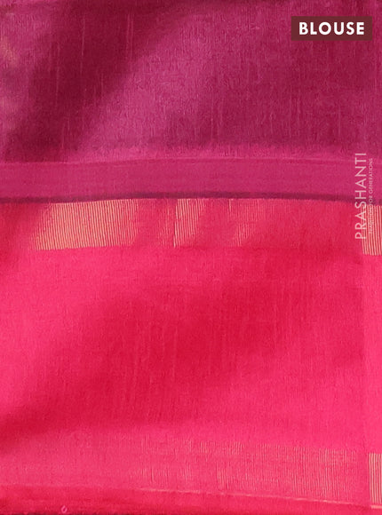 Semi dupion saree black and pink with allover zari weaves and rettapet zari woven border