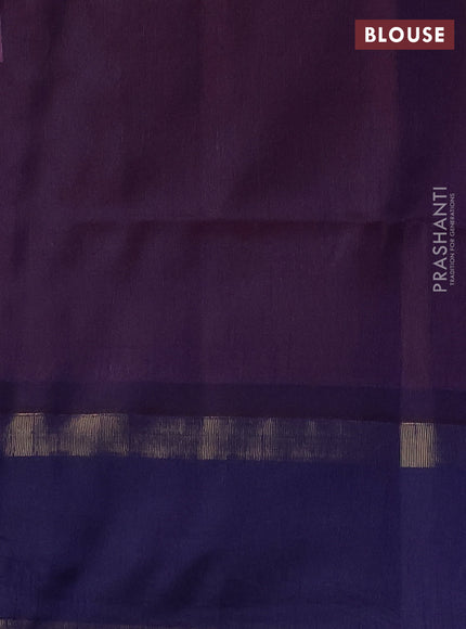 Semi dupion saree pink and navy blue with allover zari weaves and rettapet zari woven border