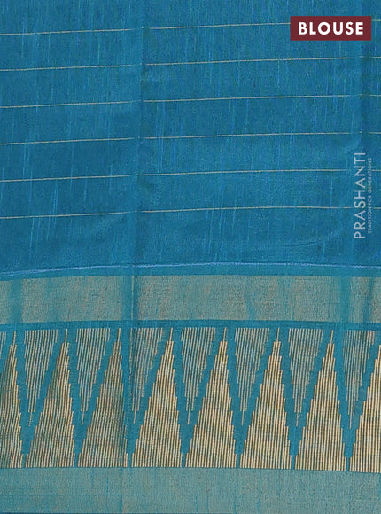 Semi dupion saree violet and peacock blue with allover zari checks & buttas and long temple design zari woven border