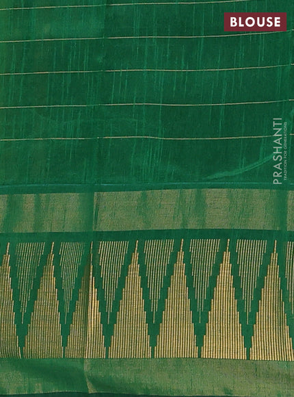 Semi dupion saree lime green and green with allover zari checks & buttas and long temple design zari woven border
