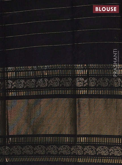 Semi dupion saree maroon and black with allover zari checks & buttas and long rettapet zari woven border