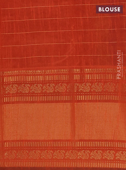 Semi dupion saree violet and rustic orange with allover zari checks & buttas and long rettapet zari woven border