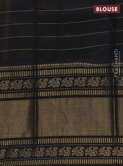 Semi dupion saree lime yellow and black with allover zari checks & buttas and long rettapet zari woven border