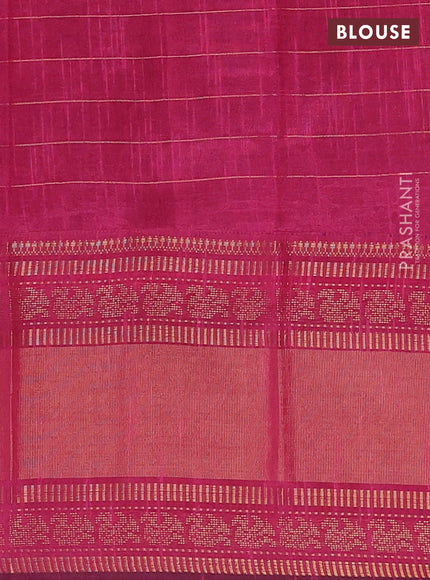 Semi dupion saree violet and pink with allover zari checks & buttas and long rettapet zari woven border