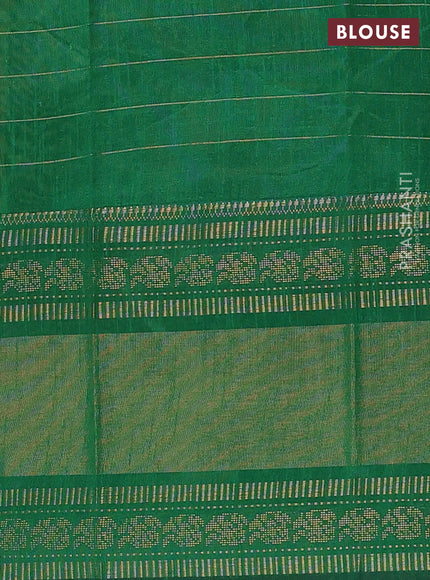 Semi dupion saree lime green and green with allover zari checks & buttas and long rettapet zari woven border