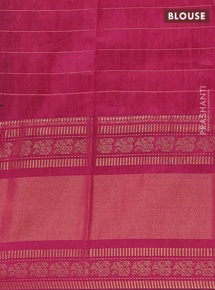 Semi dupion saree black and pink with allover zari checks & buttas and long rettapet zari woven border