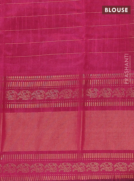 Semi dupion saree dark beige and pink with allover zari checks & buttas and long rettapet zari woven border