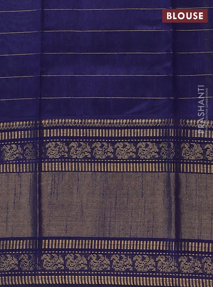 Semi dupion saree pastel blue and navy blue with allover zari checks & buttas and long rettapet zari woven border