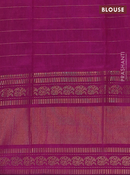 Semi dupion saree orange and magenta pink with allover zari checks & buttas and long rettapet zari woven border