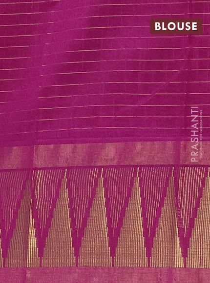 Semi dupion saree rust and purple with allover zari checks & buttas and temple design zari woven border