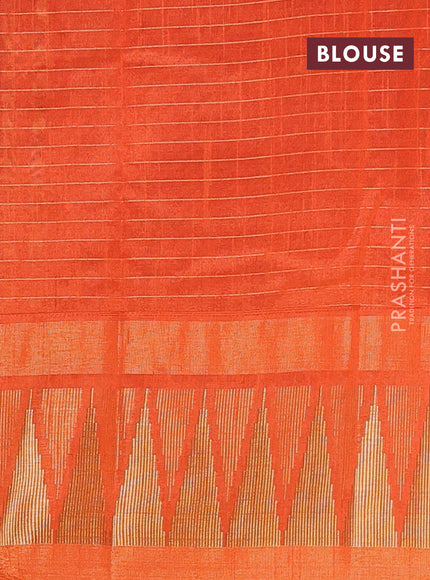 Semi dupion saree purple and rust with allover zari checks & buttas and temple design zari woven border