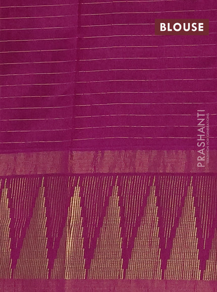 Semi dupion saree pastel peach and purple with allover zari checks & buttas and temple design zari woven border