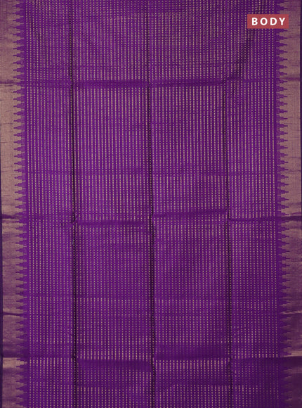 Semi dupion saree purple and lavender with allover zari woven buttas and temple design zari woven border