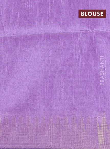 Semi dupion saree purple and lavender with allover zari woven buttas and temple design zari woven border