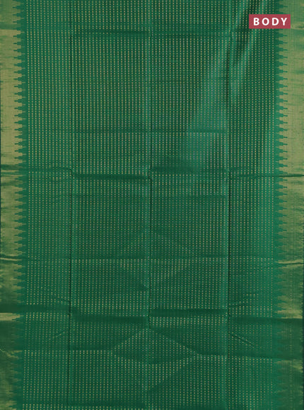 Semi dupion saree green and lime green with allover zari woven buttas and temple design zari woven border