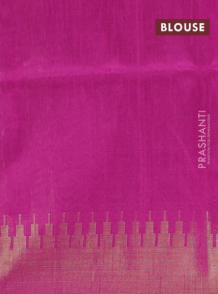 Semi dupion saree pastel pink and purple with allover zari woven buttas and temple design zari woven border