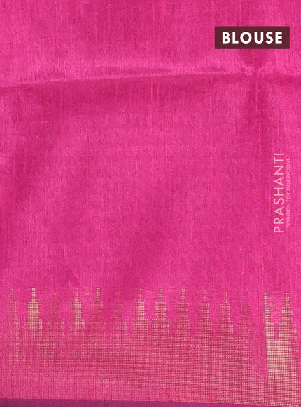 Semi dupion saree violet and pink with allover zari woven buttas and temple design zari woven border