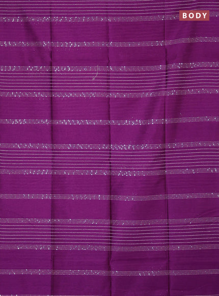 Semi dupion saree purple and teal green with allover sequin work in borderless style