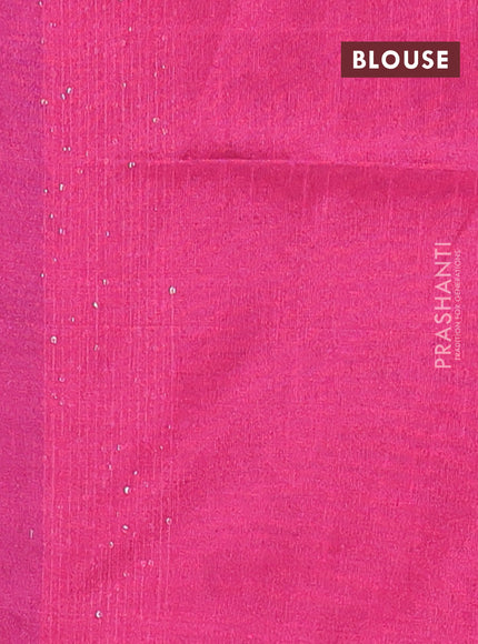 Semi dupion saree blue and pink with allover sequin work in borderless style